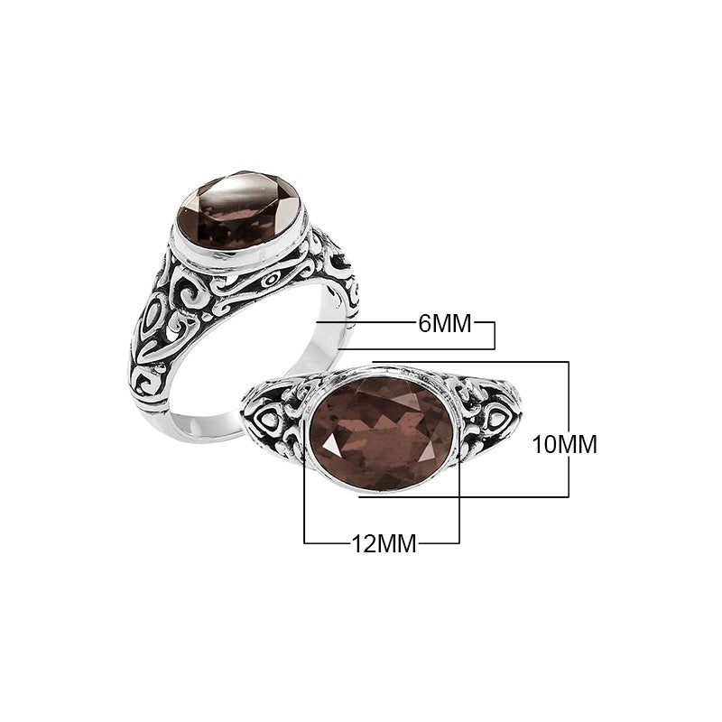Sterling Silver handcrafted ring with Smoky Quartz wholesale from Bali, Indonesia