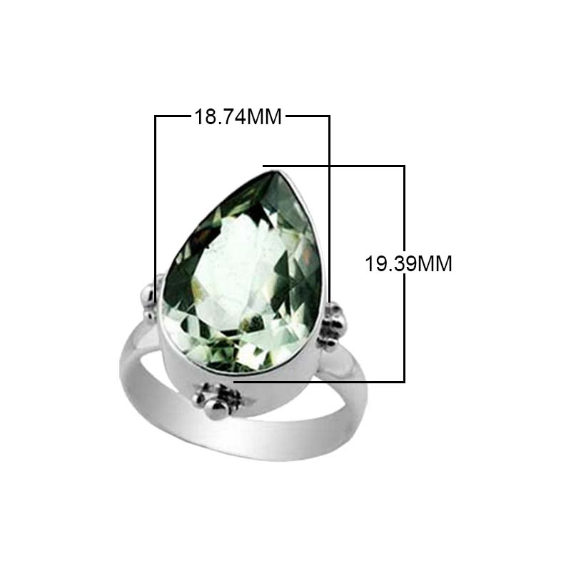 Sterling Silver handcrafted ring with Green Amethyst Quartz wholesale from Bali, Indonesia
