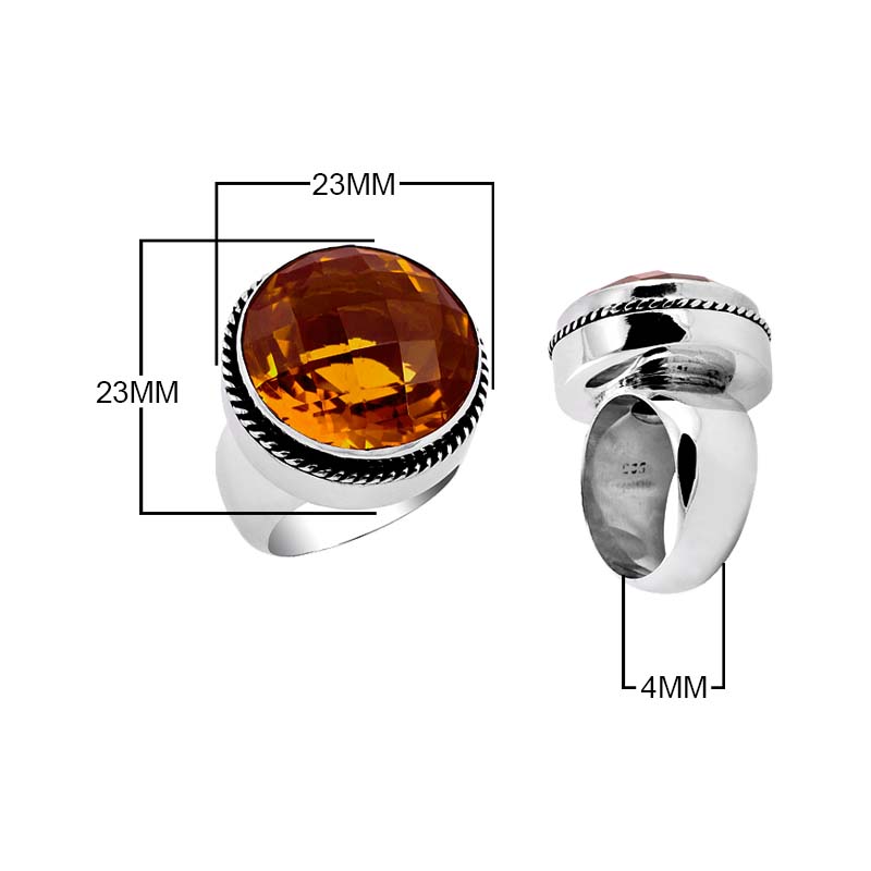 Sterling Silver handcrafted ring with Citrine Quartz wholesale from Bali, Indonesia