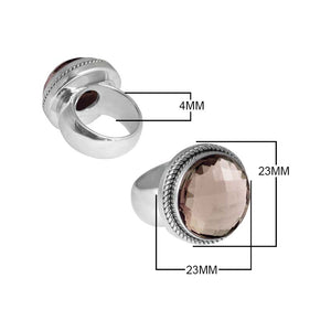 Sterling Silver handcrafted ring with Smoky Quartz wholesale from Bali, Indonesia