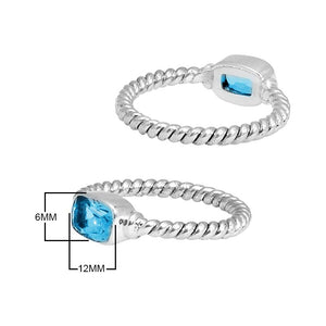 Wholesale Sterling Silver Blue Topaz Quartz Cushion Rope Ring – 925 Silver Jewelry From Bali