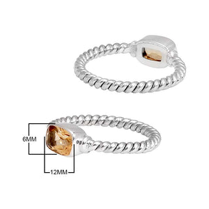 Wholesale Sterling Silver Citrine Quartz Cushion Rope Ring – 925 Silver Jewelry From Bali