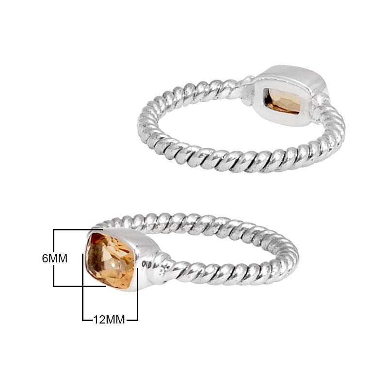 Wholesale Sterling Silver Citrine Quartz Cushion Rope Ring – 925 Silver Jewelry From Bali