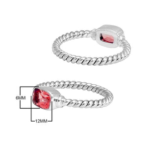 Wholesale Sterling Silver Garnet Quartz Cushion Rope Ring – 925 Silver Jewelry From Bali