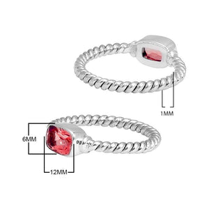 Wholesale Sterling Silver Garnet Quartz Cushion Rope Ring – 925 Silver Jewelry From Bali