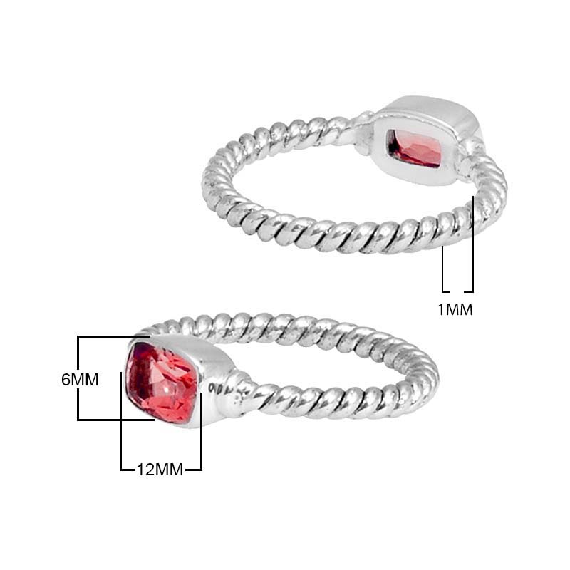 Wholesale Sterling Silver Garnet Quartz Cushion Rope Ring – 925 Silver Jewelry From Bali