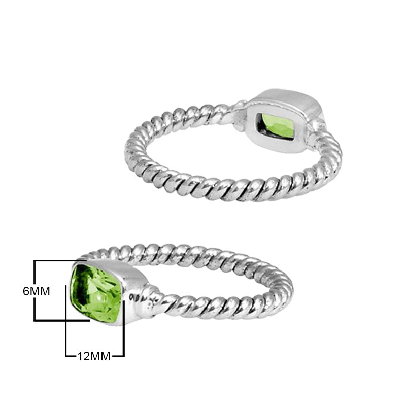 Wholesale Sterling Silver Peridot Quartz Cushion Rope Ring – 925 Silver Jewelry From Bali