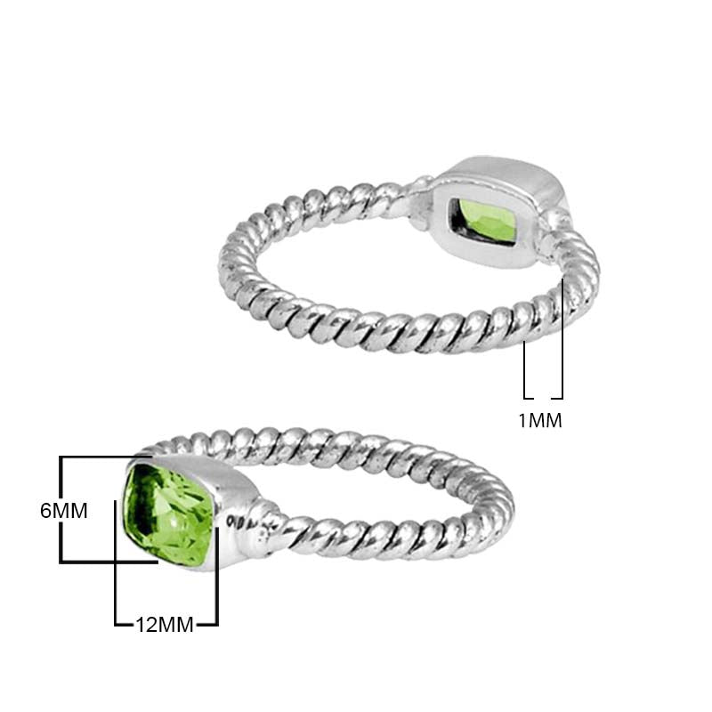 Wholesale Sterling Silver Peridot Quartz Cushion Rope Ring – 925 Silver Jewelry From Bali