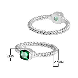 Wholesale Sterling Silver Green Quartz Cushion Rope Ring – 925 Silver Jewelry From Bali