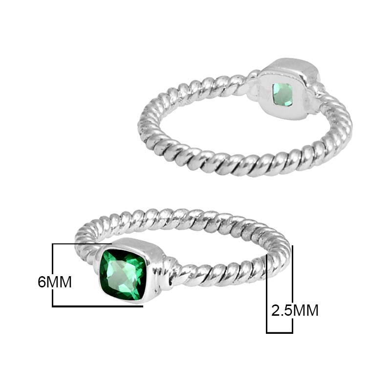 Wholesale Sterling Silver Green Quartz Cushion Rope Ring – 925 Silver Jewelry From Bali