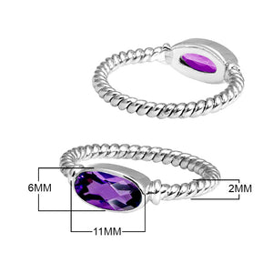 Wholesale Sterling Silver Amethyst Quartz Marquise Rope Ring – 925 Silver Jewelry From Bali