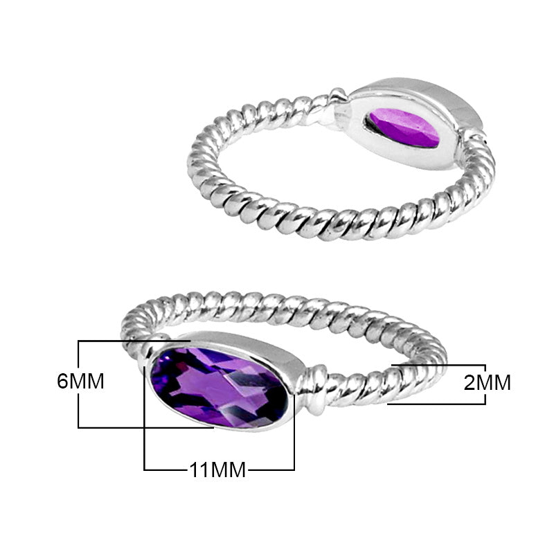 Wholesale Sterling Silver Amethyst Quartz Marquise Rope Ring – 925 Silver Jewelry From Bali