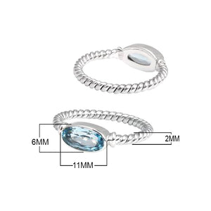 Wholesale Sterling Silver Blue Topaz Quartz Marquise Rope Ring – 925 Silver Jewelry From Bali