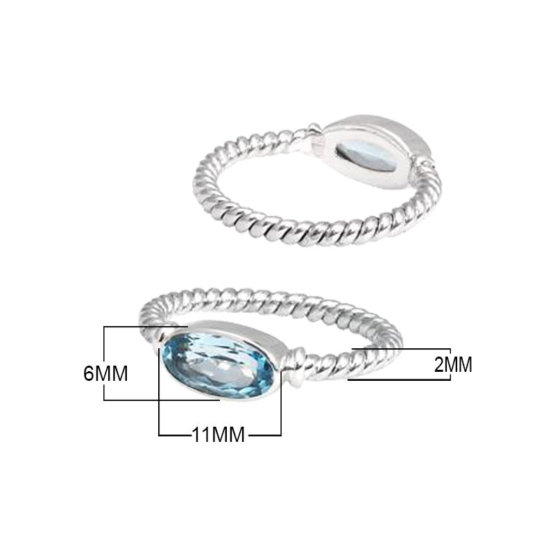 Wholesale Sterling Silver Blue Topaz Quartz Marquise Rope Ring – 925 Silver Jewelry From Bali