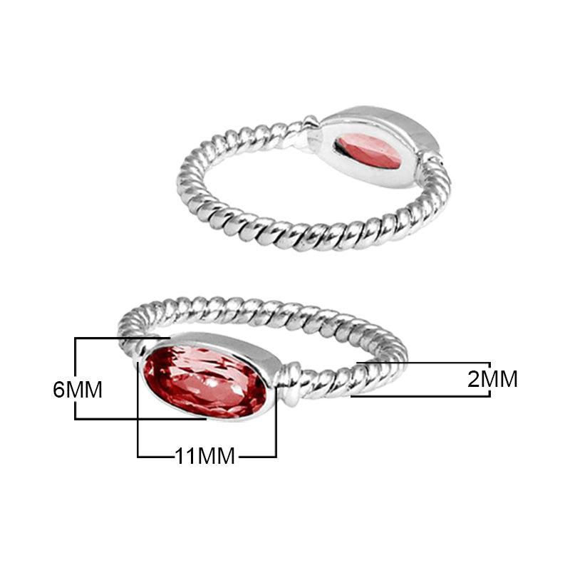 Wholesale Sterling Silver Garnet Quartz Marquise Rope Ring – 925 Silver Jewelry From Bali