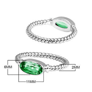 Wholesale Sterling Silver Green Quartz Marquise Rope Ring – 925 Silver Jewelry From Bali
