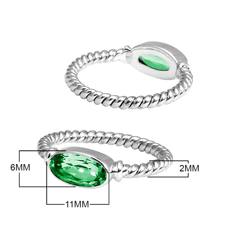 Wholesale Sterling Silver Green Quartz Marquise Rope Ring – 925 Silver Jewelry From Bali
