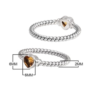 Wholesale Sterling Silver Citrine Quartz Heart Rope Ring – 925 Silver Jewelry From Bali