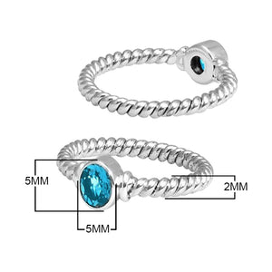 Wholesale Sterling Silver Blue Topaz Quartz Round Rope Ring – 925 Silver Jewelry From Bali