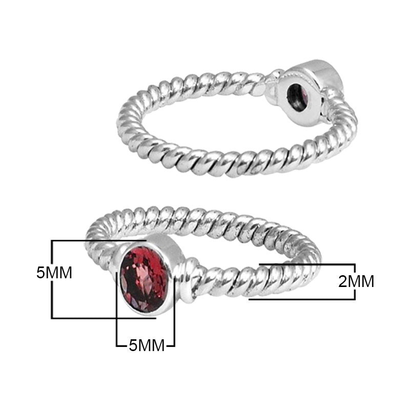 Wholesale sterling silver Garnet Quartz rope band ring handcrafted in Bali.