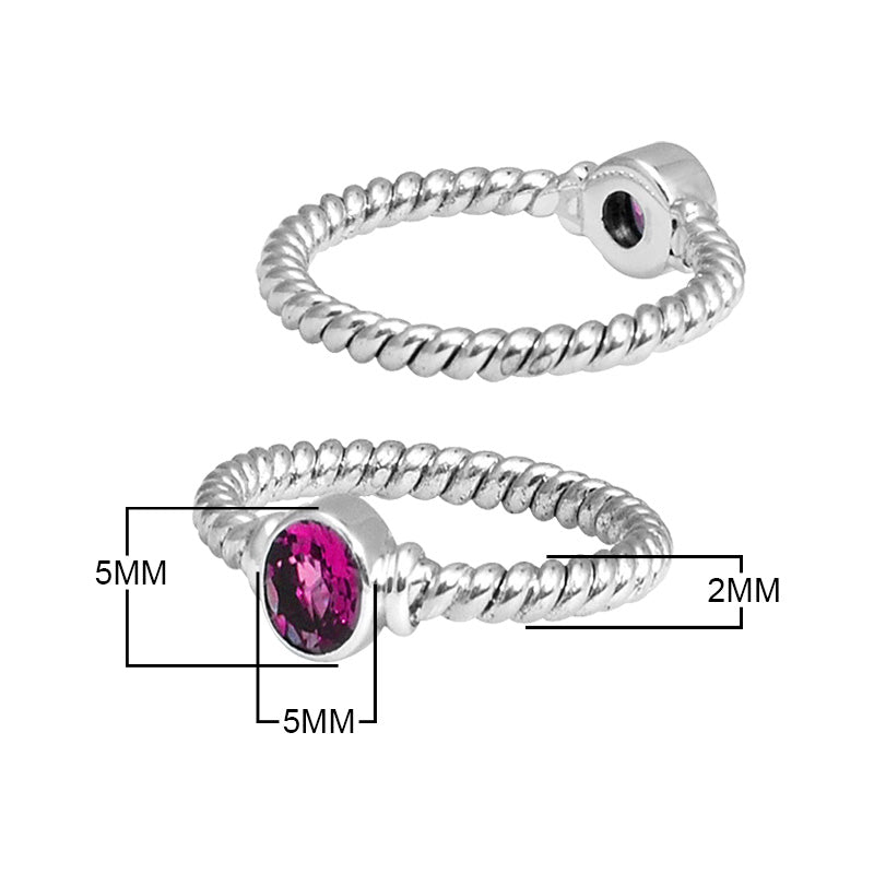 Wholesale sterling silver Pink Quartz rope band ring handcrafted in Bali.