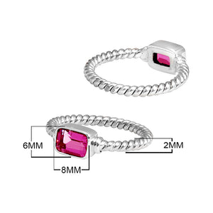 Wholesale sterling silver Pink Quartz rectangular rope band ring handcrafted in Bali.