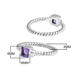Wholesale sterling silver Amethyst Quartz square rope band ring handcrafted in Bali.