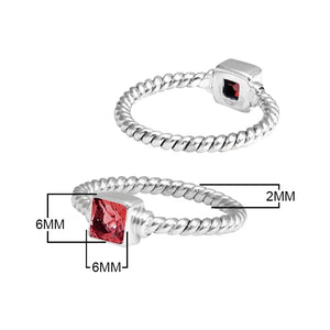 Wholesale sterling silver Garnet Quartz square rope band ring handcrafted in Bali.