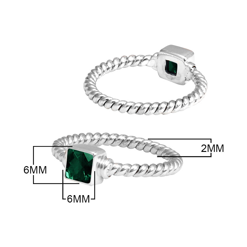 Wholesale sterling silver Green Quartz square rope band ring handcrafted in Bali.