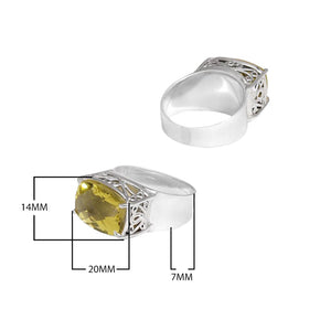 Wholesale sterling silver Lemon Quartz filigree oval ring handcrafted in Bali.