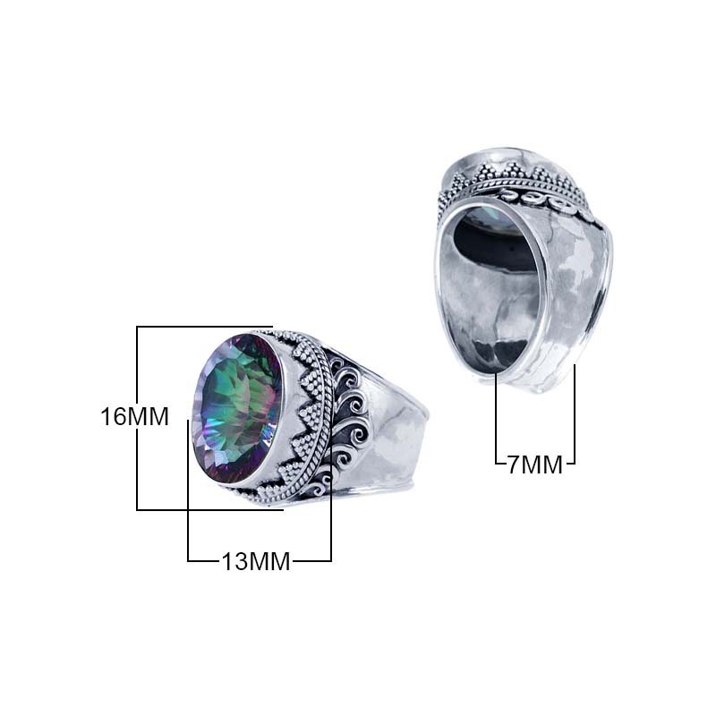 Wholesale Sterling Silver Mystic Quartz Ring With Balinese Bead And Swirl Detailing Handcrafted In Bali