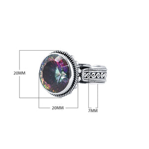 Wholesale Sterling Silver Mystic Quartz Ring With Rope And Swirl Detailing Handcrafted In Bali