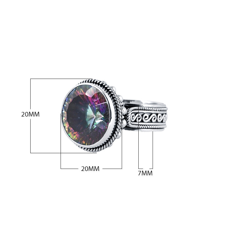 Wholesale Sterling Silver Mystic Quartz Ring With Rope And Swirl Detailing Handcrafted In Bali
