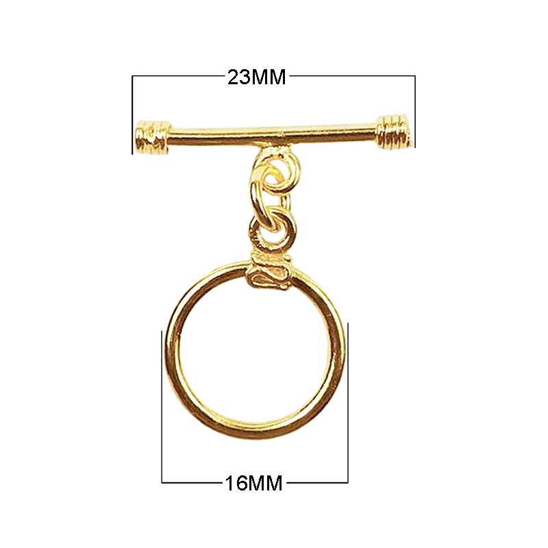 18K Gold Overlay Toggle Clasp with polished golden finish, handcrafted in India