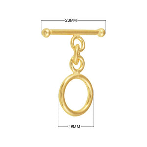 18K Gold Overlay Round Toggle Clasp with polished finish, handcrafted in India