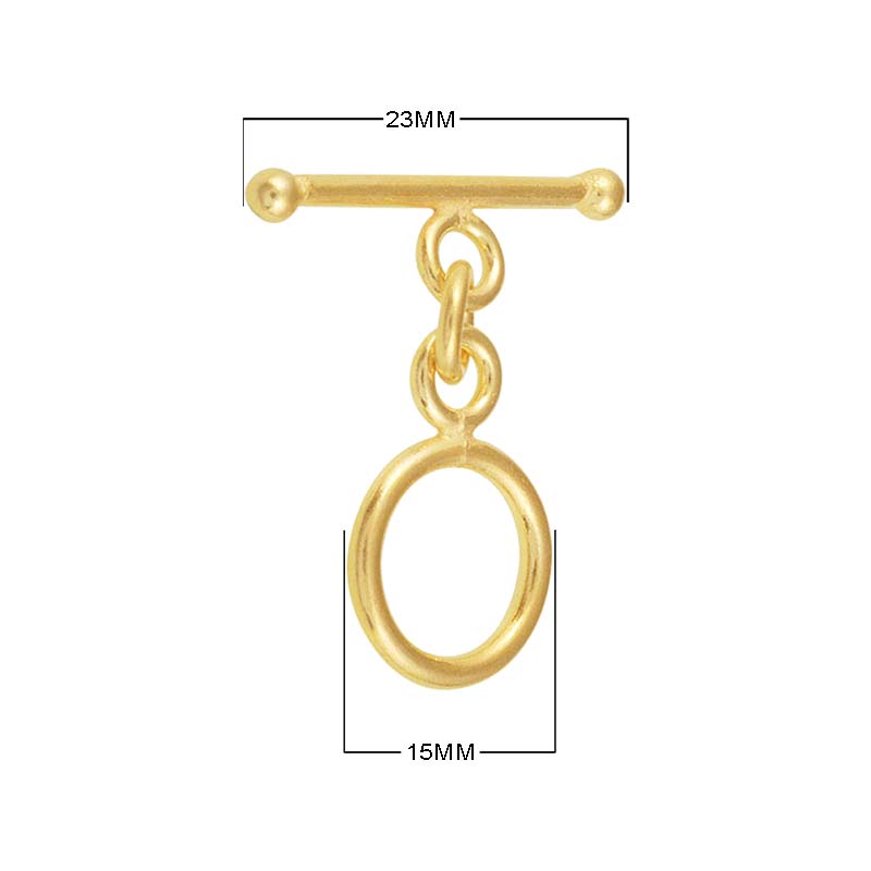 18K Gold Overlay Round Toggle Clasp with polished finish, handcrafted in India