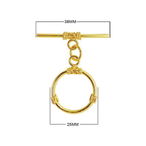 18K Gold Overlay Decorative Wire Toggle Clasp with polished finish, handcrafted in India
