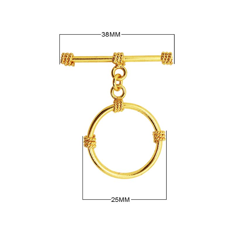 18K Gold Overlay Rope Knot Toggle Clasp with polished golden finish, handcrafted in India