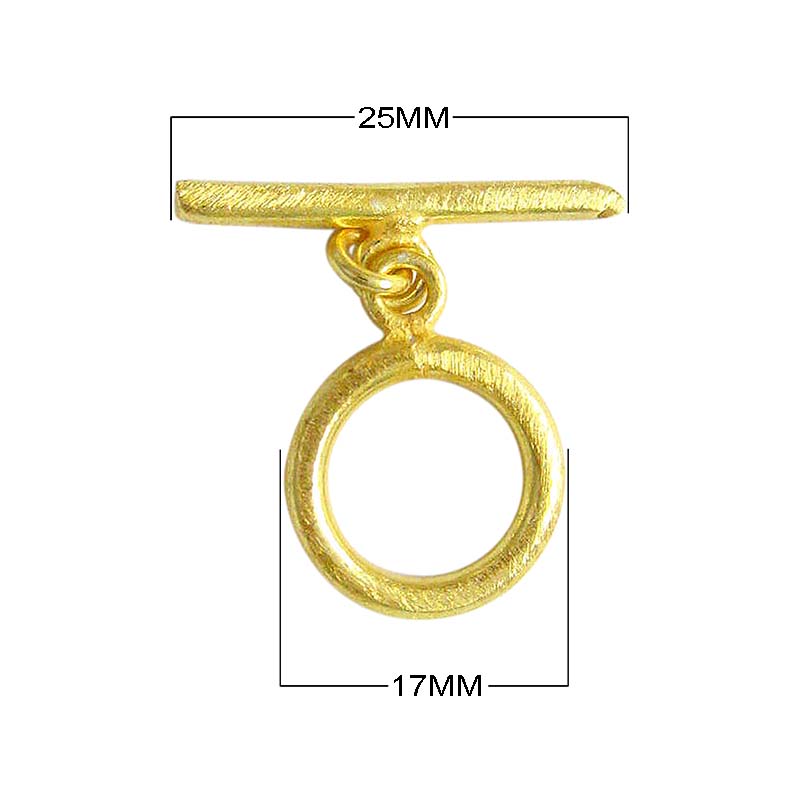 18K Gold Overlay Textured Round Toggle Clasp with polished golden finish, handcrafted in India