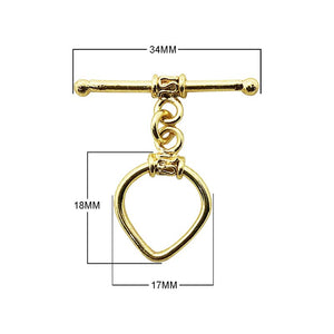 18K Gold Overlay Teardrop Toggle Clasp with polished finish, handcrafted in India