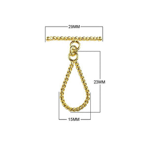 18K Gold Overlay Rope Teardrop Toggle Clasp handcrafted in India for bulk jewelry