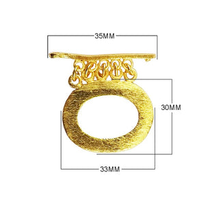 18K Gold Overlay Textured Oval Toggle Clasp with flat bar handcrafted in India wholesale jewelry