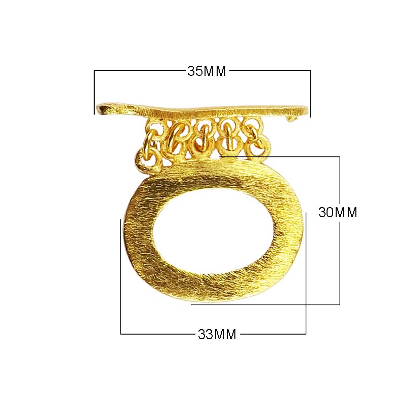 18K Gold Overlay Textured Oval Toggle Clasp with flat bar handcrafted in India wholesale jewelry