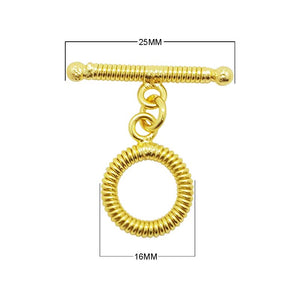 18K Gold Overlay Spiral Round Toggle Clasp handcrafted in India wholesale