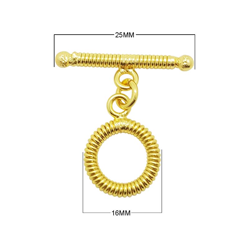 18K Gold Overlay Spiral Round Toggle Clasp handcrafted in India wholesale