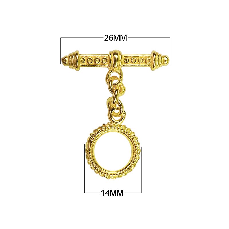 Wholesale 18K Gold Overlay Ornamental Toggle Clasp handcrafted in India