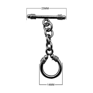 Black Rhodium Overlay Chain Link Toggle Clasp with polished loop, handcrafted in India.