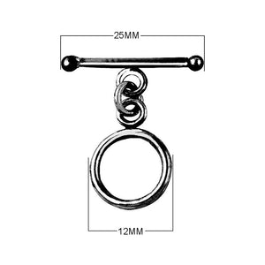 Black Rhodium Overlay classic circular toggle clasp, handcrafted in India for wholesale jewelry making.