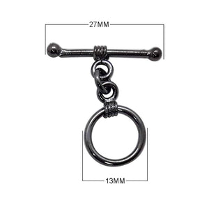 Black Rhodium Overlay wrapped circular toggle clasp, handcrafted in India for wholesale jewelry findings.