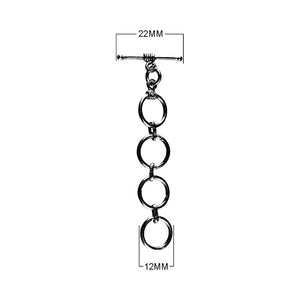Wholesale Black Rhodium Overlay Toggle Clasp with interlinked rings, handcrafted in India.